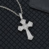 Hip-hop Cross Copper Plating Inlay Zircon Gold Plated Men's Pendant Necklace sku image 2