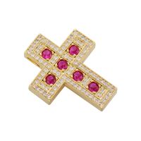 Hip-hop Retro Cross Copper Plating Inlay Zircon 18k Gold Plated Charms sku image 2