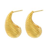 1 Pair Casual C Shape Spiral Stripe Plating Copper 18k Gold Plated Ear Studs sku image 9