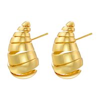 1 Pair Casual C Shape Spiral Stripe Plating Copper 18k Gold Plated Ear Studs sku image 11