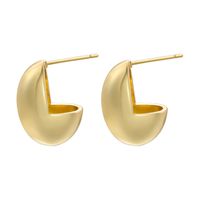 1 Pair Casual C Shape Spiral Stripe Plating Copper 18k Gold Plated Ear Studs sku image 3