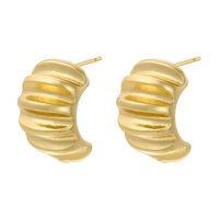 1 Pair Casual C Shape Spiral Stripe Plating Copper 18k Gold Plated Ear Studs sku image 1