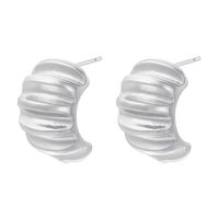1 Pair Casual C Shape Spiral Stripe Plating Copper 18k Gold Plated Ear Studs sku image 2
