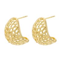 1 Pair Casual C Shape Spiral Stripe Plating Copper 18k Gold Plated Ear Studs sku image 7