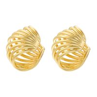 1 Pair Casual C Shape Spiral Stripe Plating Copper 18k Gold Plated Ear Studs sku image 13