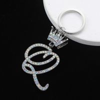 Elegant Luxurious Bridal Letter Stainless Steel Titanium Steel Inlay Zircon Bag Pendant Keychain sku image 12