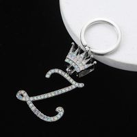 Elegant Luxurious Bridal Letter Stainless Steel Titanium Steel Inlay Zircon Bag Pendant Keychain sku image 13