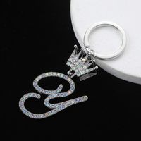 Elegant Luxurious Bridal Letter Stainless Steel Titanium Steel Inlay Zircon Bag Pendant Keychain sku image 14