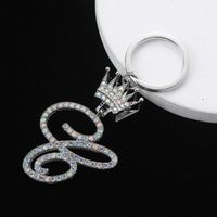 Elegant Luxurious Bridal Letter Stainless Steel Titanium Steel Inlay Zircon Bag Pendant Keychain sku image 17