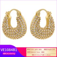 Wholesale Jewelry Ig Style Vintage Style U Shape Steel Zircon 18k Gold Plated Plating Inlay Ear Studs main image 4