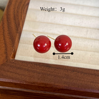 1 Pair Sweet Simple Style Round Simple Handmade Plastic Ear Studs sku image 4