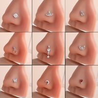 Classic Style Heart Shape Stainless Steel Copper Plating Inlay Zircon 18k Gold Plated Nose Studs main image 2