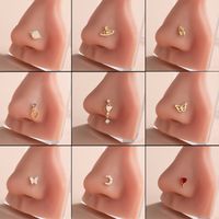 Classic Style Heart Shape Stainless Steel Copper Plating Inlay Zircon 18k Gold Plated Nose Studs main image 1
