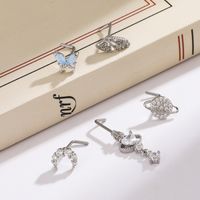 Classic Style Heart Shape Stainless Steel Copper Plating Inlay Zircon 18k Gold Plated Nose Studs main image 3