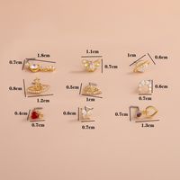 Classic Style Heart Shape Stainless Steel Copper Plating Inlay Zircon 18k Gold Plated Nose Studs main image 6
