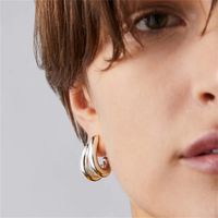1 Pair Casual Simple Style Solid Color Plating Copper Gold Plated Silver Plated Ear Studs main image 4