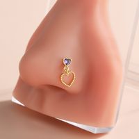 Classic Style Heart Shape Stainless Steel Copper Plating Inlay Zircon 18k Gold Plated Nose Studs sku image 12