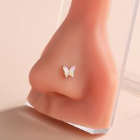 Classic Style Heart Shape Stainless Steel Copper Plating Inlay Zircon 18k Gold Plated Nose Studs sku image 14