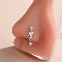 Classic Style Heart Shape Stainless Steel Copper Plating Inlay Zircon 18k Gold Plated Nose Studs sku image 16