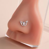 Classic Style Heart Shape Stainless Steel Copper Plating Inlay Zircon 18k Gold Plated Nose Studs sku image 15
