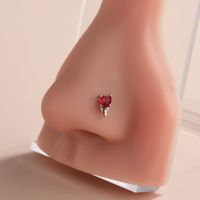 Classic Style Heart Shape Stainless Steel Copper Plating Inlay Zircon 18k Gold Plated Nose Studs sku image 1