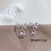 1 Pair Elegant Lady Bow Knot Inlay Alloy Artificial Rhinestones Gold Plated Drop Earrings sku image 1