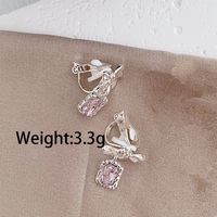 1 Pair Elegant Lady Bow Knot Inlay Alloy Artificial Rhinestones Gold Plated Drop Earrings sku image 3