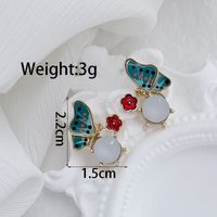 1 Pair Elegant Lady Butterfly Inlay Alloy Artificial Rhinestones Gold Plated Ear Studs sku image 1