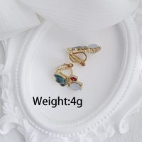 1 Pair Elegant Lady Butterfly Inlay Alloy Artificial Rhinestones Gold Plated Ear Studs sku image 2