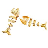 1 Pair Vintage Style Exaggerated Fish Bone Plating Alloy 24k Gold Plated Drop Earrings main image 2