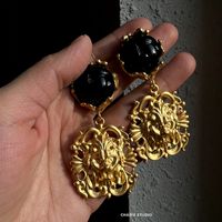 1 Pair Vintage Style Lion Plating Alloy Resin Drop Earrings main image 1
