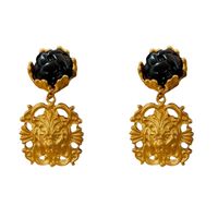 1 Pair Vintage Style Lion Plating Alloy Resin Drop Earrings main image 2