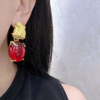 1 Pair Vintage Style Color Block Fruit Plating Alloy Drop Earrings main image 5