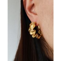 1 Pair Simple Style Classic Style Solid Color Plating Metal Gold Plated Ear Studs main image 4