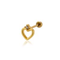 1 Piece Ear Cartilage Rings & Studs Vintage Style French Style Simple Style Geometric Heart Shape Crown 316 Stainless Steel  Copper Plating Inlay Zircon sku image 9