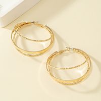 1 Pair Rock Romantic Classic Style Circle Layered Plating Alloy Ferroalloy 14k Gold Plated Hoop Earrings main image 4