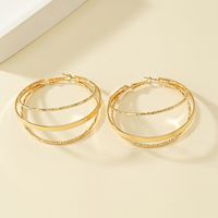 1 Pair Rock Romantic Classic Style Circle Layered Plating Alloy Ferroalloy 14k Gold Plated Hoop Earrings main image 6
