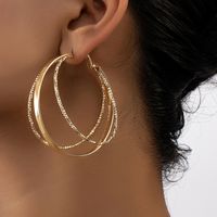 1 Pair Rock Romantic Classic Style Circle Layered Plating Alloy Ferroalloy 14k Gold Plated Hoop Earrings main image 8