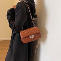 Women's All Seasons Pu Leather Lingge Streetwear Sewing Thread Square Lock Clasp Shoulder Bag main image 4