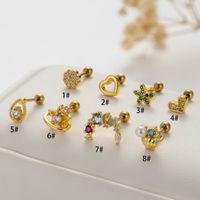1 Piece Ear Cartilage Rings & Studs Vintage Style French Style Simple Style Leaves Water Droplets Heart Shape 316 Stainless Steel  Copper Plating Inlay Pearl Zircon main image 2