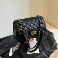 Women's All Seasons Pu Leather Lingge Streetwear Sewing Thread Square Lock Clasp Shoulder Bag sku image 1