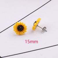 1 Pair Simple Style Sunflower Stainless Steel Resin Resin None Ear Studs sku image 1