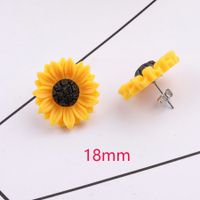 1 Pair Simple Style Sunflower Stainless Steel Resin Resin None Ear Studs sku image 2