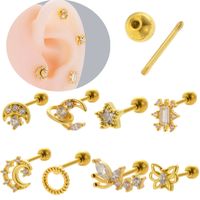 1 Pièce Boucles D'Oreilles Cartilage Style Vintage À La Française Style Simple Star Lune Papillon Acier Inoxydable 316 Le Cuivre Placage Incruster Zircon main image 10