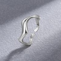 Ig Style Simple Style Waves Solid Color Sterling Silver Plating Open Rings main image 1