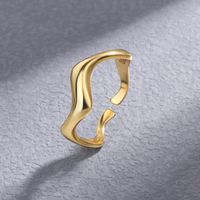 Ig Style Simple Style Waves Solid Color Sterling Silver Plating Open Rings main image 4