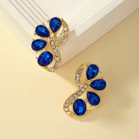 Wholesale Jewelry Retro Luxurious French Style Flower Alloy Ferroalloy Acrylic Glass 14k Gold Plated Plating Inlay Ear Studs main image 8