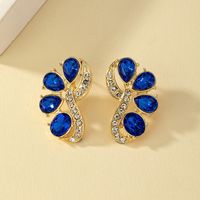 Wholesale Jewelry Retro Luxurious French Style Flower Alloy Ferroalloy Acrylic Glass 14k Gold Plated Plating Inlay Ear Studs sku image 1