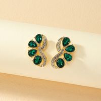 Wholesale Jewelry Retro Luxurious French Style Flower Alloy Ferroalloy Acrylic Glass 14k Gold Plated Plating Inlay Ear Studs sku image 2