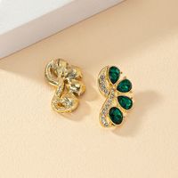 Wholesale Jewelry Retro Luxurious French Style Flower Alloy Ferroalloy Acrylic Glass 14k Gold Plated Plating Inlay Ear Studs main image 5